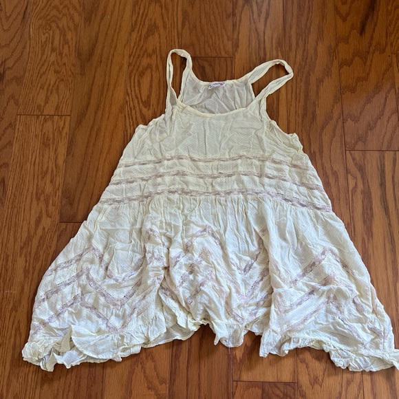 Free people intimately babydoll tunic top medium m beige polka dot lace - Picture 1 of 10